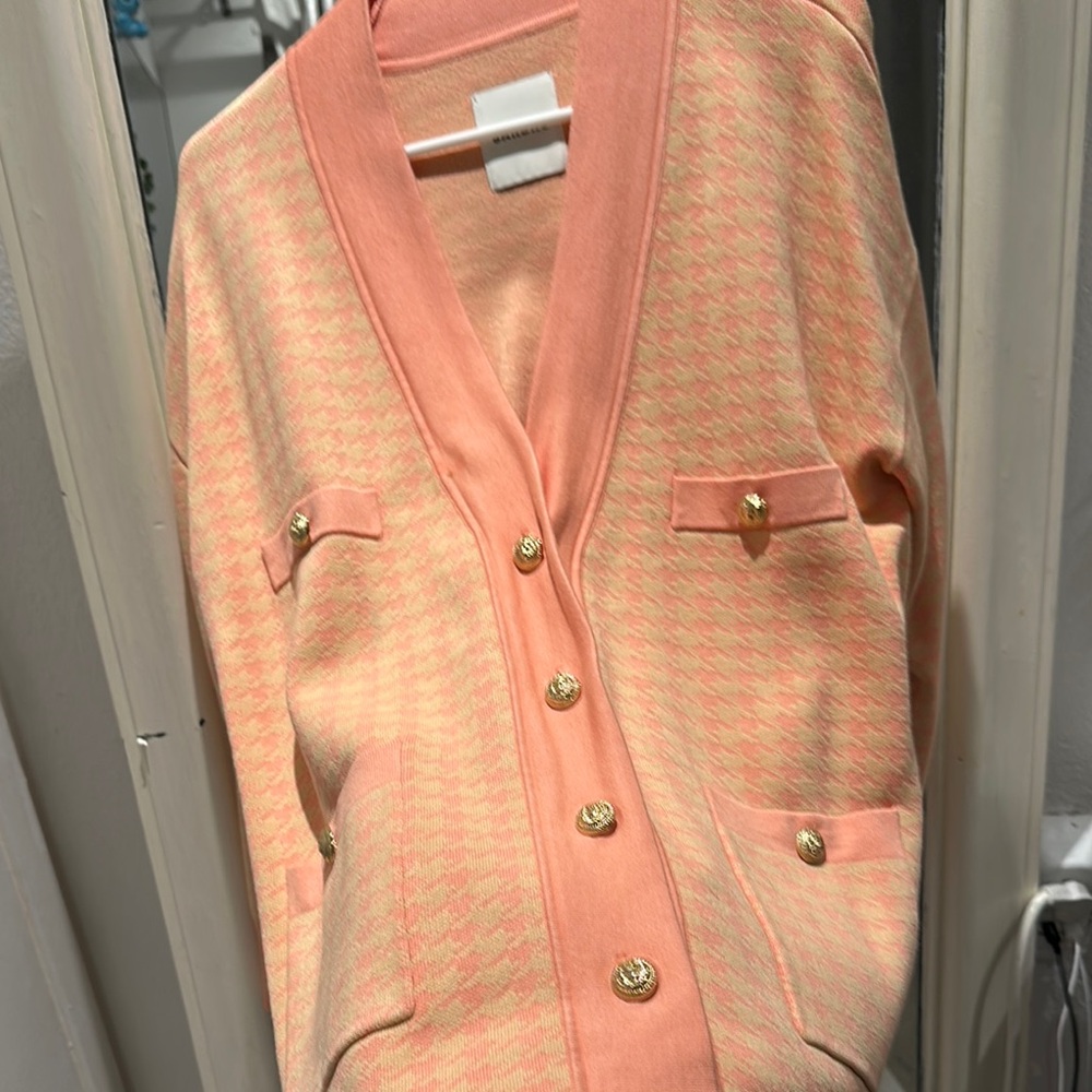 SANDRO Elegant Houndstooth Cardigan (Slouchy fit)